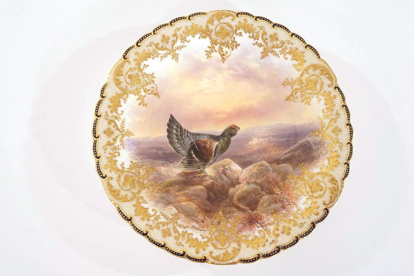 Set of 12 Cauldon for Tiffany Game Bird Plates Hand Painted Signed