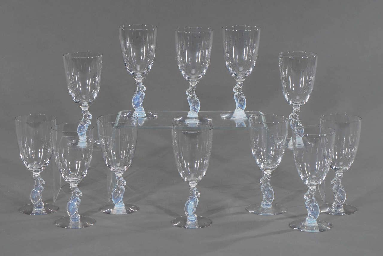 Set of Twelve Libbey Nash Art Deco Silhouette Water Goblets with
